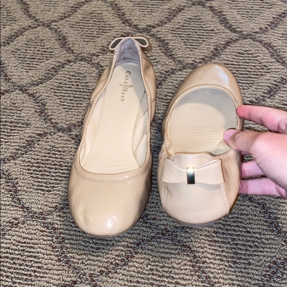 Cole Haan tan shiny flats